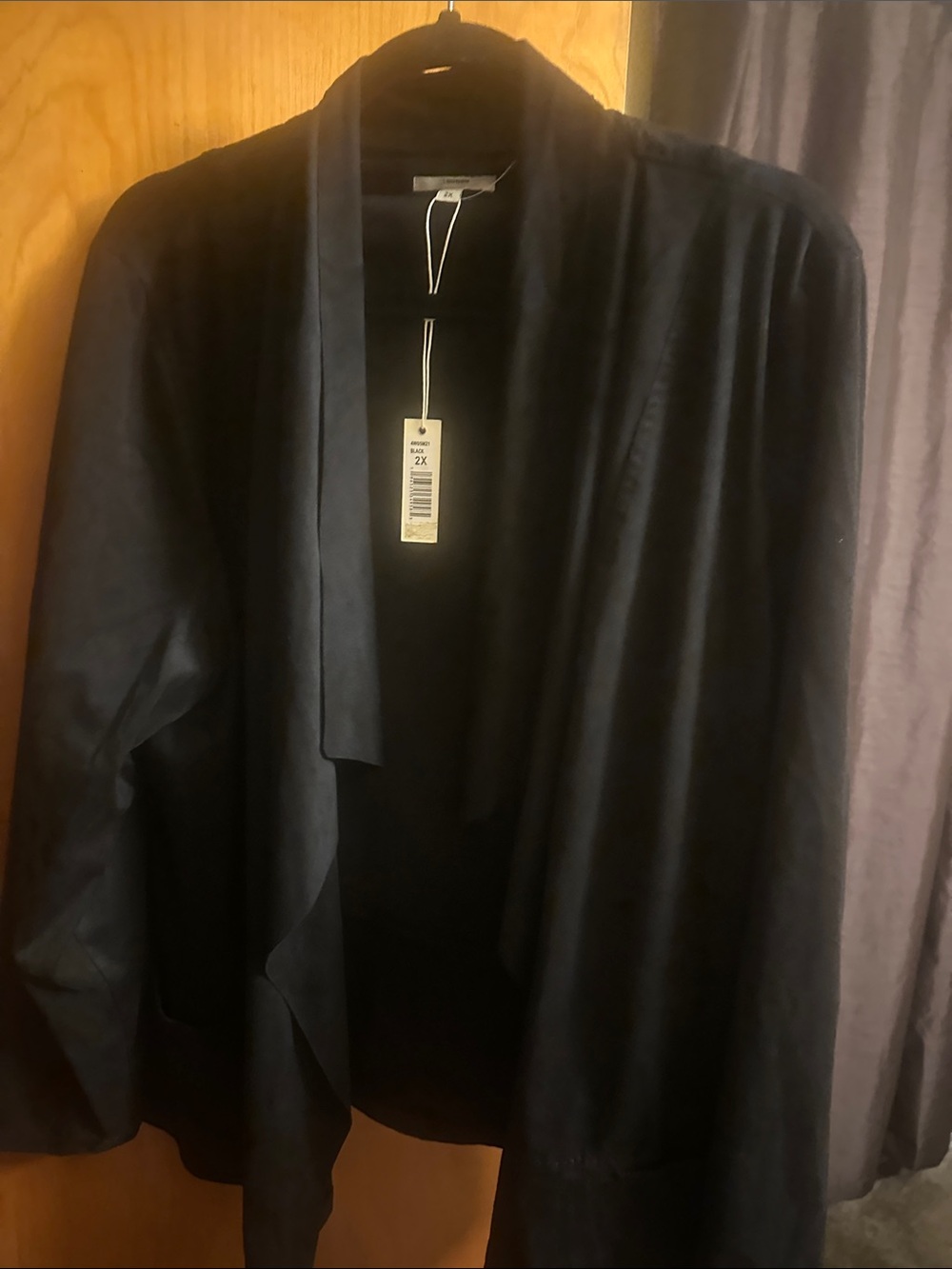 Max Studio Black Draped Open-Front Cardigan Jacket